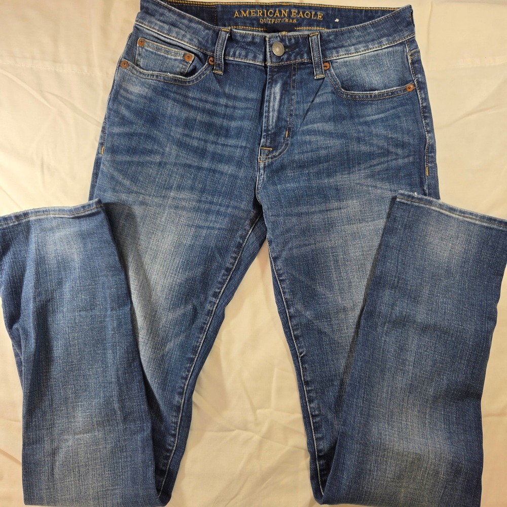 American Eagle Extreme Flex 4 Slim Straight Jeans 30x34 Blue Denim Mens